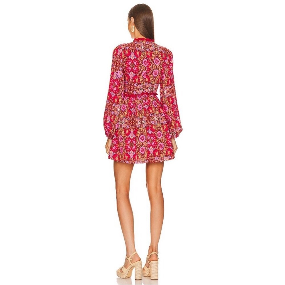 AMUR Codi Floral Long‎ Sleeve Minidress In Rosewood Kaleidoscope Paisley - Picture 3 of 12